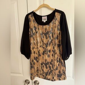 Black and Tan Sequin Women's Top NWOT
